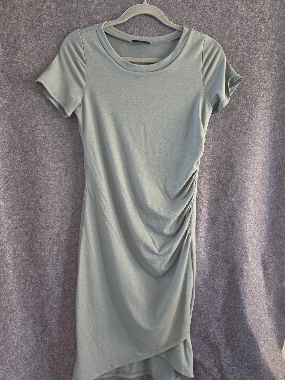 Vici Sage Green Ruched Side Short Sleeve Dress